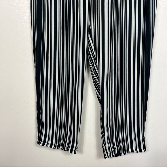 Comfy USA Pull on Pants Medium Wide Leg Loose Striped Flowy Whimsigoth Black - Picture 3 of 6